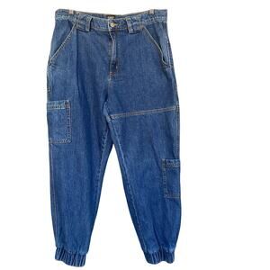 BDG Jeans Womens 31x26 Blue Carpenter Jogger Elastic Cuff Cargo Urban Outfitters